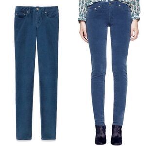 Tory Burch, blue corduroy pants, skinny leg waist, size 27